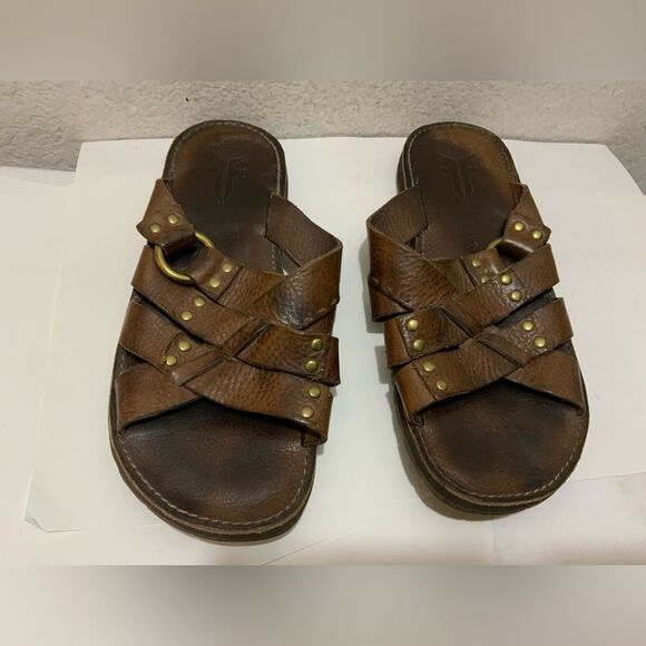 Frye Men Leather LudLow Slide Sandals Size 10 (11.25”) main image 7